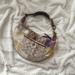 Coach Patchwork Shoulder Bag - Brown and Gold